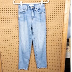 Pistola Keely High Rise Straight Leg Jeans Light Wash Blue Distressed Size 25